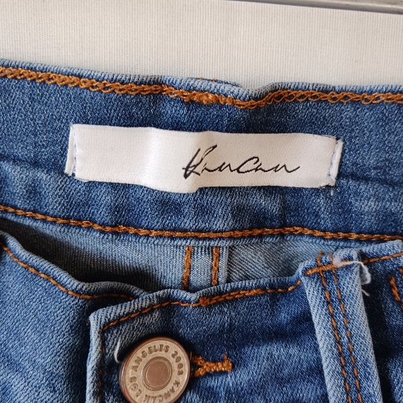 Kancan Maternity Skinny Jeans Size 26 Side Panel Low Rise Medium Wash Raw Hem - Picture 8 of 15